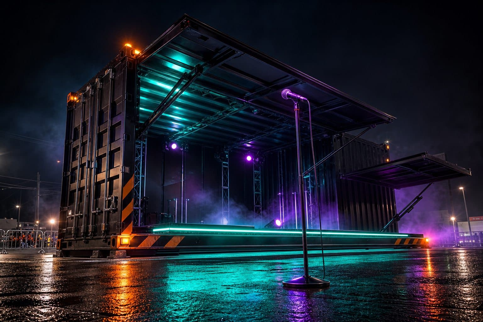 Stage Deployed — Container open, lights up